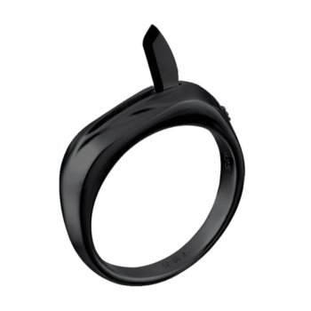 Black Titanium Steel Defense Ring with Knife