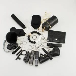 Rhinestone Complete Protection 16-Piece Safety Keychain Set