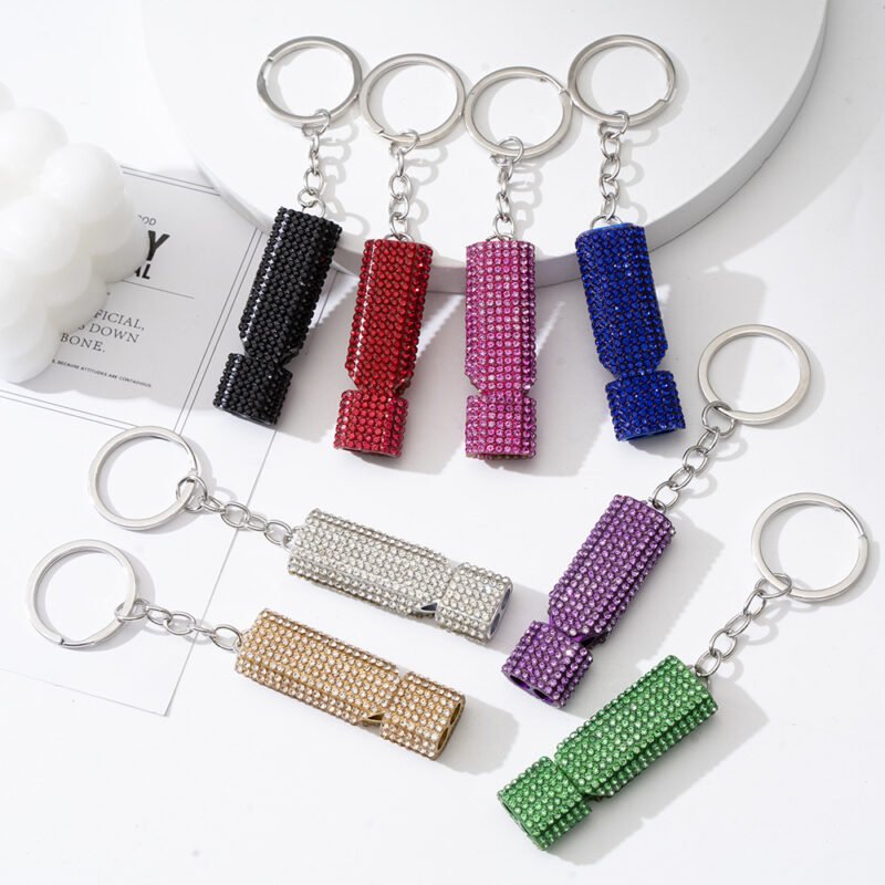 Glitter Self Defense Whistle Alarm Keychain