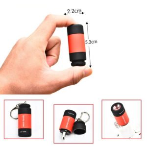 Mini Torch LED Flashlight Safety Keychain Dimensions in Tangerine Orange Color